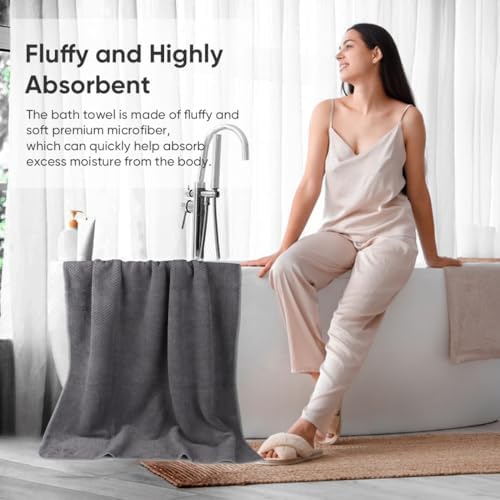 HOMEXCEL 4PK Bath Towel Set, 30x60 in, Absorbent Large Towels - Image 4