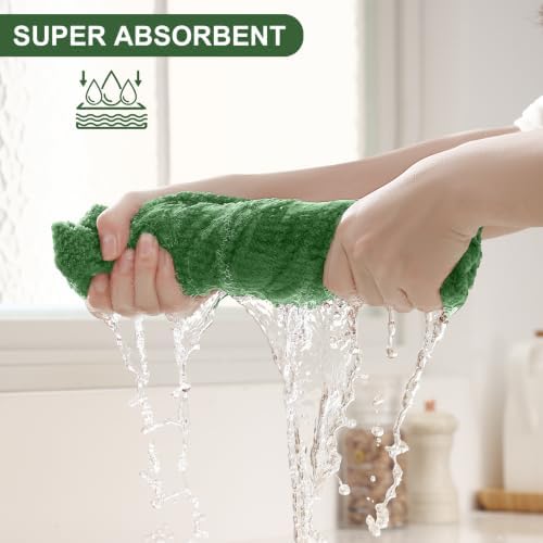 Homaxy Dual Design Cotton Kitchen Towels, Grass Green - Image 4