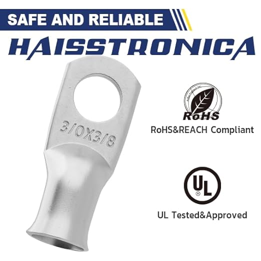 haisstronica 10pcs 3/0 AWG - 3/8"(M10) Tinned Copper Battery Lugs