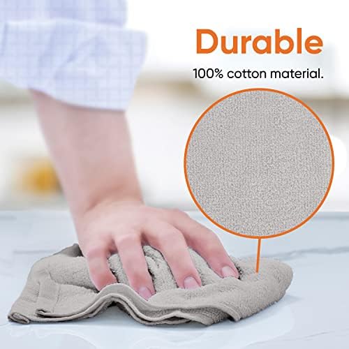 Superio Cotton Terry Washcloths Grey Towels 100% Cotton Cleaning Cloth Rags - Image 4