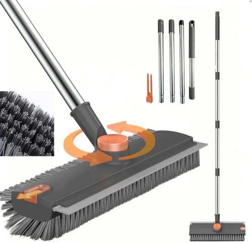 3-in-1 Floor Scrub Brush with Long Handle, Rotating Head Squeegee & Tweezer by Unknown