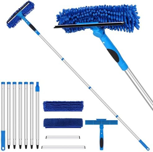 109" Window Cleaning Squeegee Kit, Professional 2 in 1 Squeegee Window Cleaner by TIMIVO