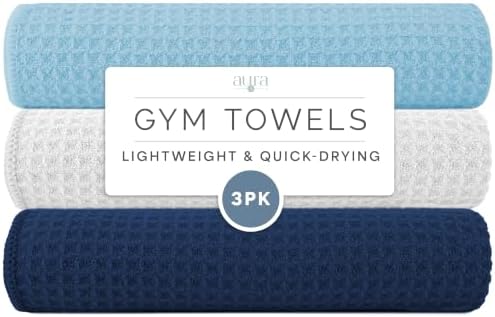 S&T INC. Microfiber Gym Towels, 3 Pack, Honeycomb Assorted Blue by STINC