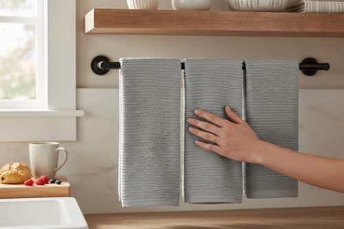 Serafina Home Light Grey Gray Kitchen Hand Dish Towels: Oversized 28" x 18" - Image 5