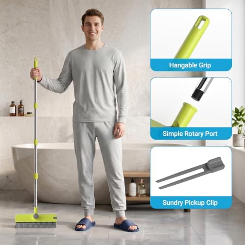 Pool Scrub Brush with 52" Pole, 3 in 1 Pool Cleaning Brush with Squeegee - Image 5