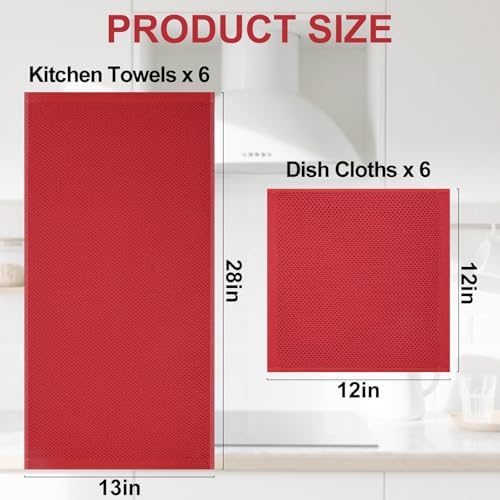 Homaxy 12 Pack 100% Cotton Kitchen Towels and Dishcloths Set - Image 4