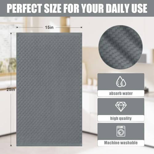 Homaxy 100% Cotton Terry Kitchen Towels, Dark Grey - Image 4