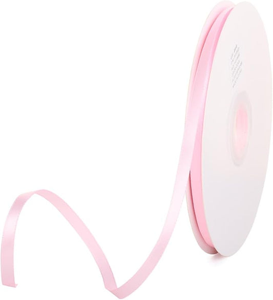 1/4" x 100 Yards Light Pink Polyester Satin Ribbon Single Faced Bulk Fabric Ribbons for Gift Wrapping, Crafting and DIY Projects, Hair Accessories, Tiny Bows