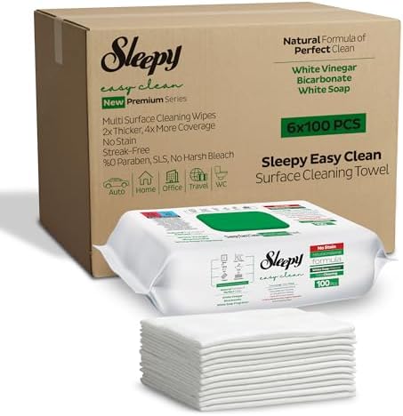 Sleepy Easy Clean XL Multi Surface Cleaning Wipes – Natural Vinegar & Baking by Sleepy
