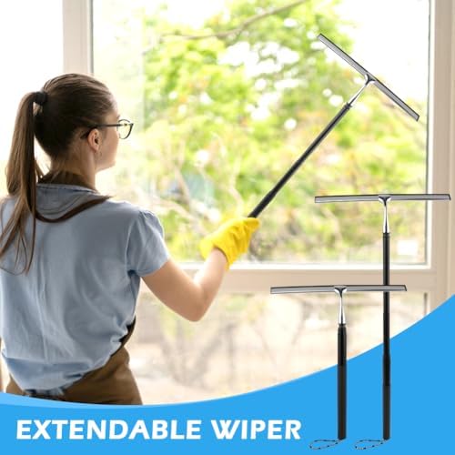 Shower Squeegee with Long Handle, 17-60" Telescopic Window Squeegee with - Image 3