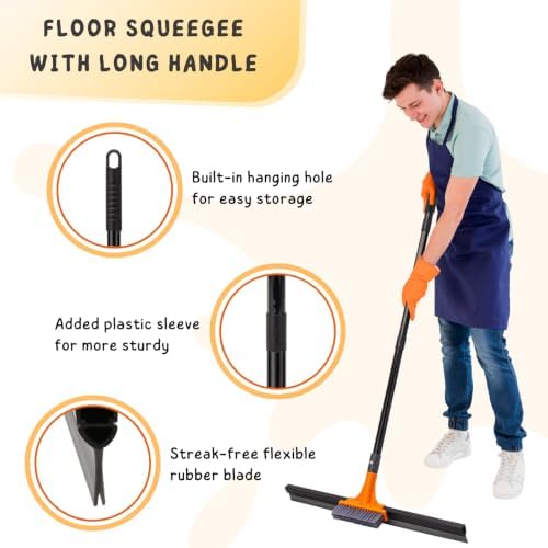 Squeegee Broom for Floor, Heavy Duty Household Squeegee for Concrete, Deck - Image 4