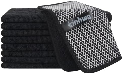 KinHwa Dish Cloths with Scrub Side, Microfiber Dish Rags Kitchen Washcloths by KinHwa