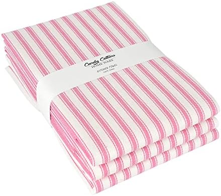 Stripe Kitchen Towels With Hanging Loop by CandyCottons