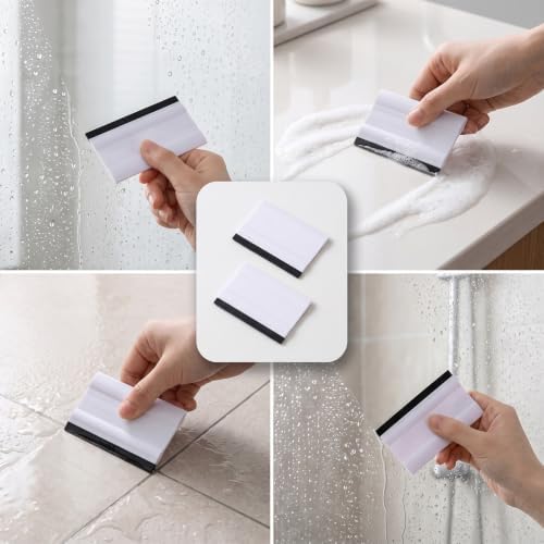 2Pcs Glass Squeegee for Shower, Mini Rubber Blade Small Wiper Set - Image 5