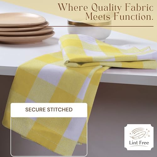 Buffalo Check Kitchen Towels, 16x26 Inches, 12 Pack Plaid Tea Towels, Reusable - Image 4