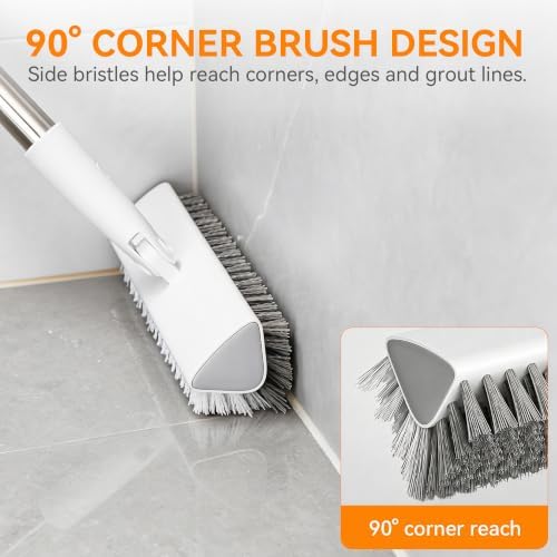 Scrub Brush with Long Handle, Extends to 55 in, Pivoting Triangle Head - Image 4