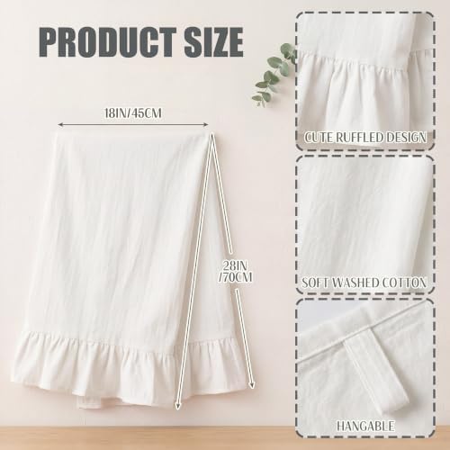 HunnmingRe White Kitchen Towels Set of 2, Retro Ruffled Dish Towels - Image 2