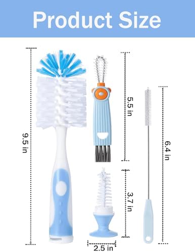 Nylon Baby Bottle Brush, Suction Base, Hidden Cleaner & Straw Brush - Image 2