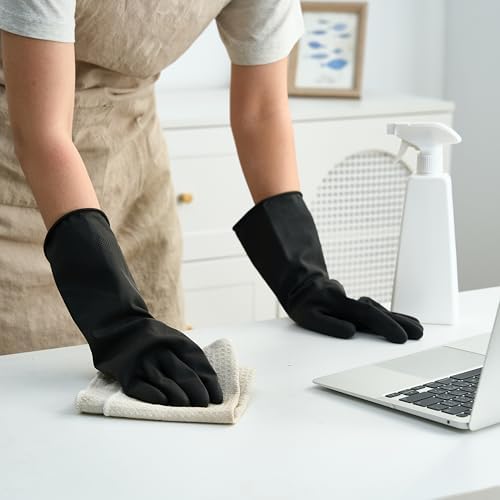 Bamllum Reusable Rubber Dishwashing Gloves, 4 Pairs - Image 4