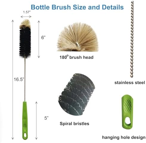 16" Water Bottle Brush for Cleaning, Dokpod Long Handle Bottle Cleaner Brush - Image 5