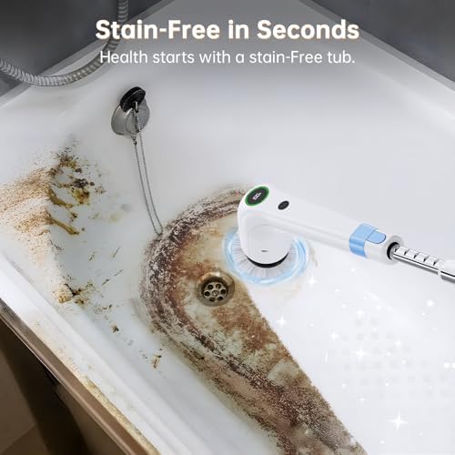 PUFTEM Electric Spin Scrubber, Cordless Shower Scrubber, Adjustable Handle - Image 3