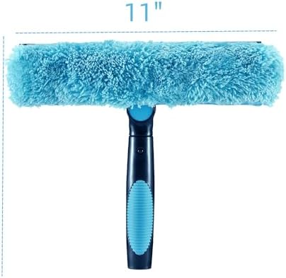 7pcs 11" Window Squeegee & Microfiber Scrubber 2-in-1 Cleaning Tool - Image 3