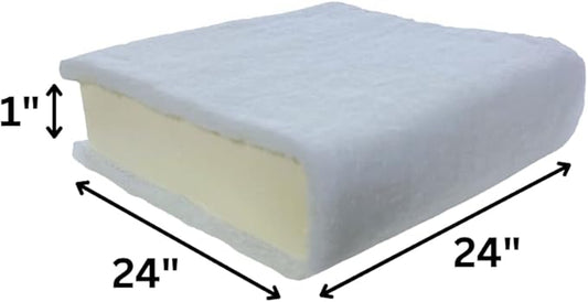 FoamRush 1" x 24" x 24" Seat Cushion Foam with Batting/Dacron (Cushion Seat Replacement) Made in USA