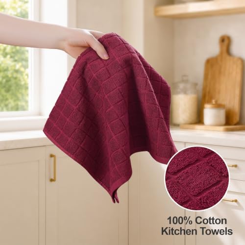 Kitinjoy Premium Cotton Check Kitchen Towels 8 Pack - Image 3