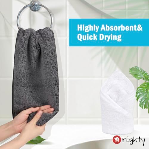 Orighty 6-Pack Grey Hand Towels, 16x28 inch Microfiber Gym Towels - Image 3