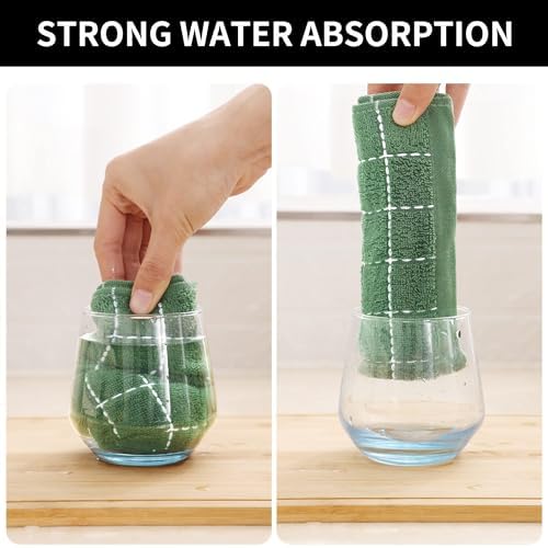 Homaxy 100% Cotton Terry Kitchen Towels, 2 Pack, Grass Green - Image 3