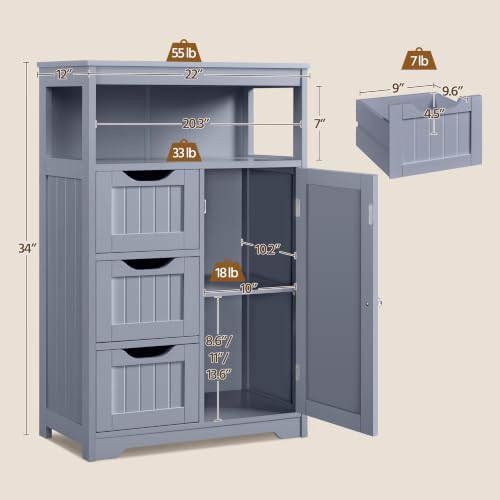 Yaheetech Small Freestanding Bathroom Storage Cabinet - Image 3