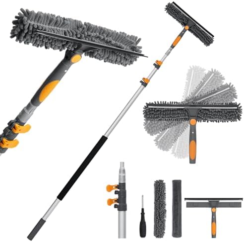12Ft Window Squeegee with Extension Poles, 2-in-1 Window Cleaning Kit with by Bestnifly
