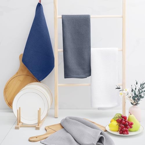 Homaxy 100% Cotton Waffle Weave Kitchen Towels, Light Gray - Image 6
