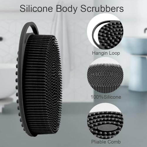 Soft Silicone Body Scrubber 2 PCS Silicone Body Shower, Silicone Loofah 2 in 1 - Image 3