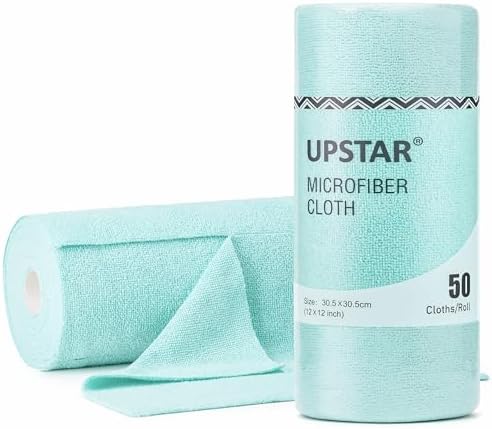 UPSTAR Microfiber Cleaning Cloth, Reusable Paper Towels Rolls, 50 Packs 12x12 by UPSTAR