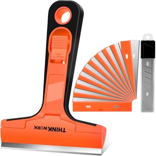 Razor Blade Scraper with 20Pcs 4" Metal & Plastic Blades by THINKWORK