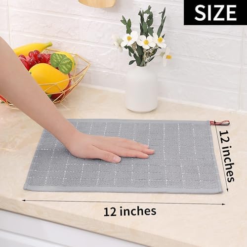 Homaxy 100% Cotton Terry Kitchen Dish Cloths, 4 Pack, Light Grey - Image 5