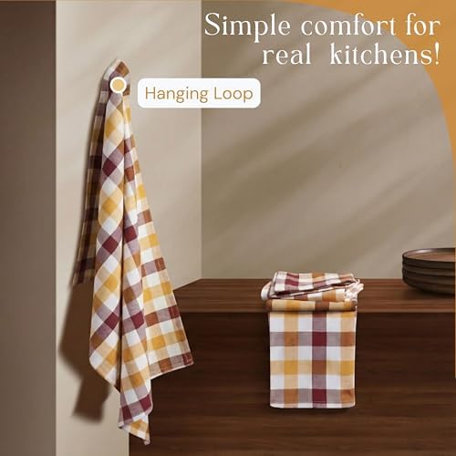 Multicolor Check Kitchen Towels 12 Pack, 100% Cotton Tea Towels, Absorbent - Image 6
