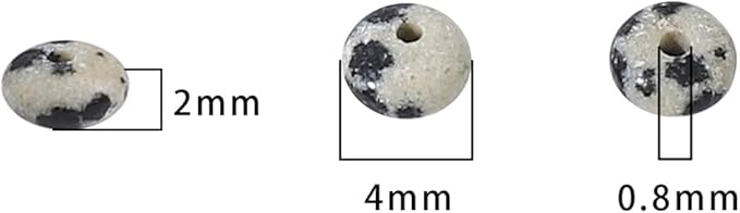 Natural Dalmatian Disk Stone Beads 4x2mm 160pcs Rondelle Loose Semi Gemstone Beads for Jewelry Making Design