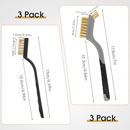 Wire Brush for Cleaning, Small Brass Steel Nylon Brush, Metal Rust Remover - Image 2