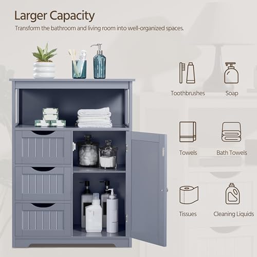 Yaheetech Large Freestanding Bathroom Storage Cabinet - Image 6