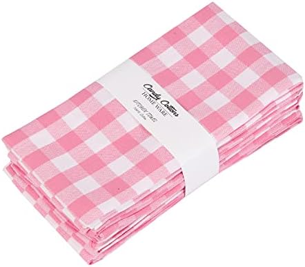 Towels Pink Classic Dish Towels Dishcloths Set Rags|Gingham Checks Pantry by CandyCottons