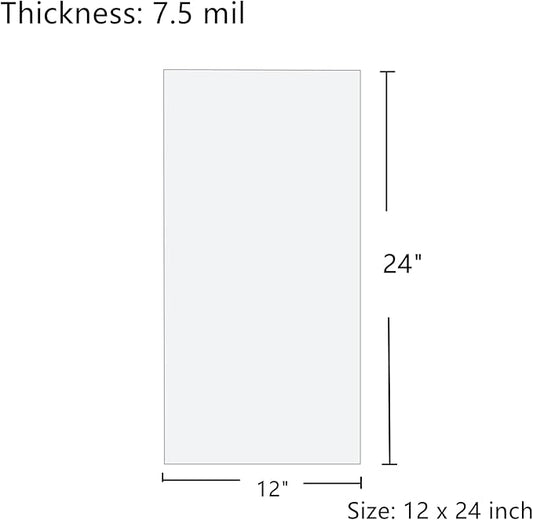 15 Sheets 7.5 mil Acetate Mylar Sheet 12 x 24 inch Transparent PET Blank Stencil Sheet for Cricut, Silhouette, Craft Template Material (Flat Packaging)