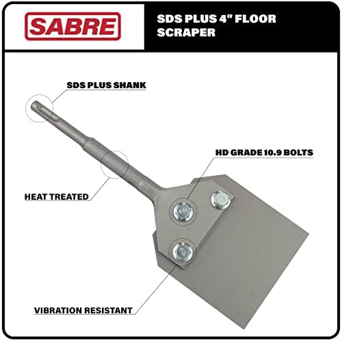 4 Inch SDS Plus Floor Scraper Tool Kit, Removes Thinset & Adhesives, Works - Image 3