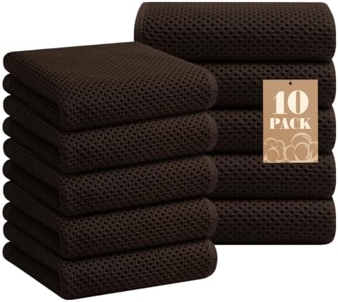 Homaxy 100% Cotton Waffle Weave Kitchen Towels, Dark Brown by Homaxy