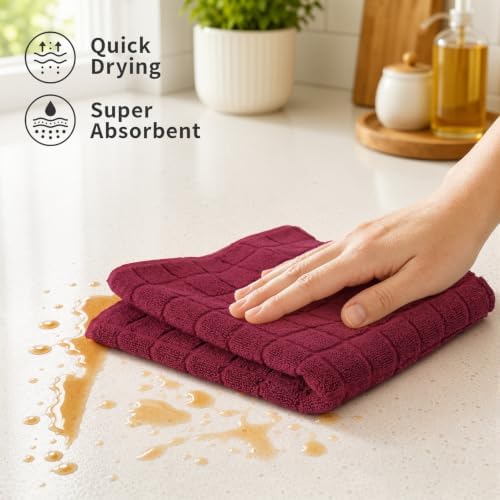 Kitinjoy Premium Cotton Check Kitchen Towels 8 Pack - Image 2