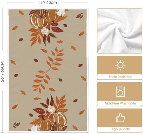 Artoid Mode Maple Leaves Pumpkin Fall Kitchen Towels Set of 4 18x26 Inch - Image 6