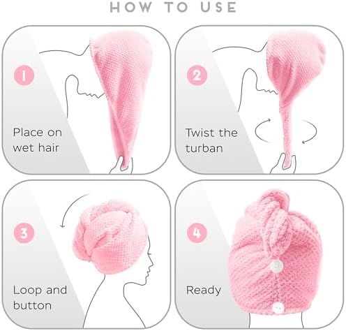 SimpleField 2 Pack Microfiber Hair Towel Wrap - Image 6