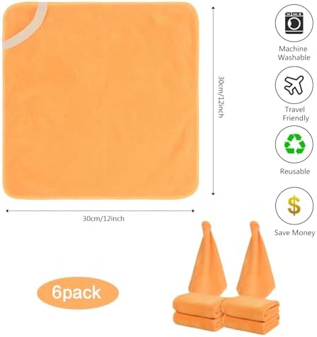 SINLAND Microfiber Facial Cloths Fast Drying Washcloth 12inch x 12inch Orange 6 - Image 2