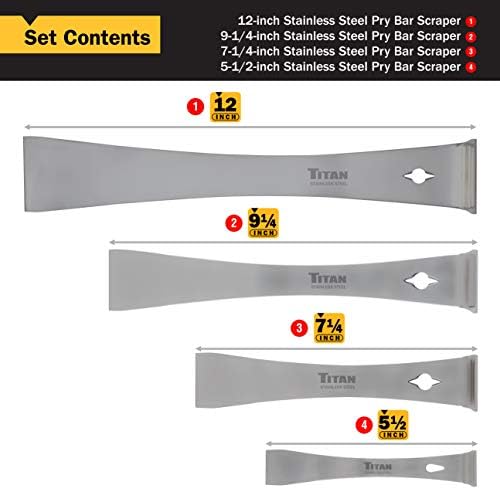 Titan 17009 4-Piece Stainless Steel Pry Bar Scraper Set - Image 2